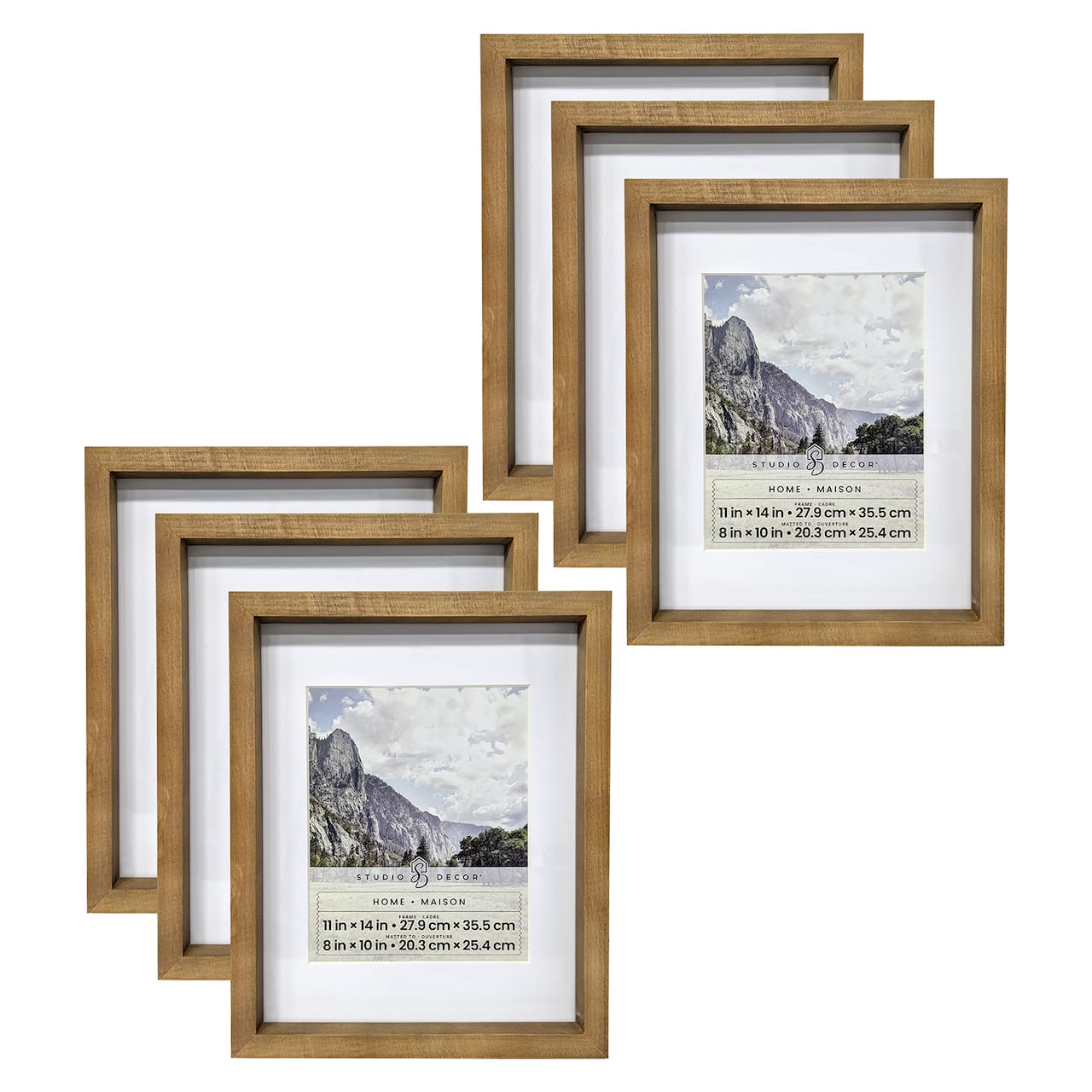 6 Pack: Home Natural Walnut Stain Wood Frame with Mat by Studio Décor®